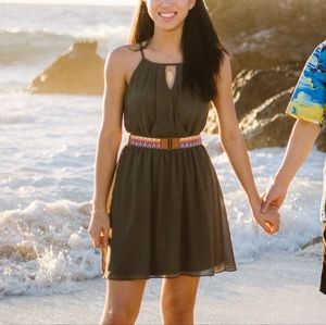 Olive green BCX dress with multicolor belt